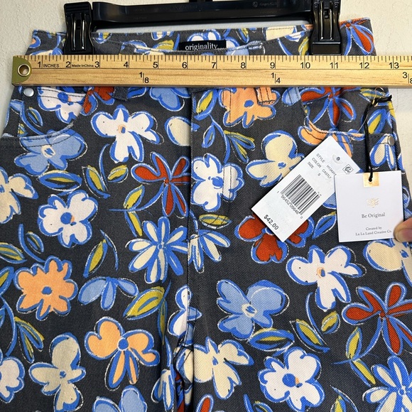 Originality Big Girls 7-16 High Elastic Waistband Printed Twill Floral Pant Sz S - Picture 5 of 9